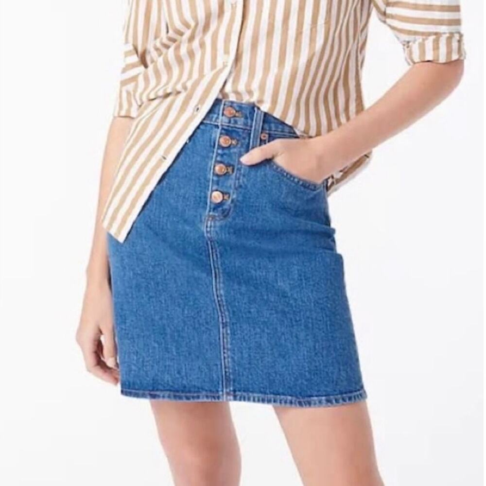 J. Crew Denim Jean Mini Skirt Blue - Size: 28